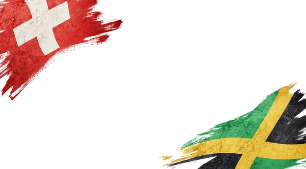 하얀 배경에 있는 스위스와 자메이카의 국기 — 스톡 사진